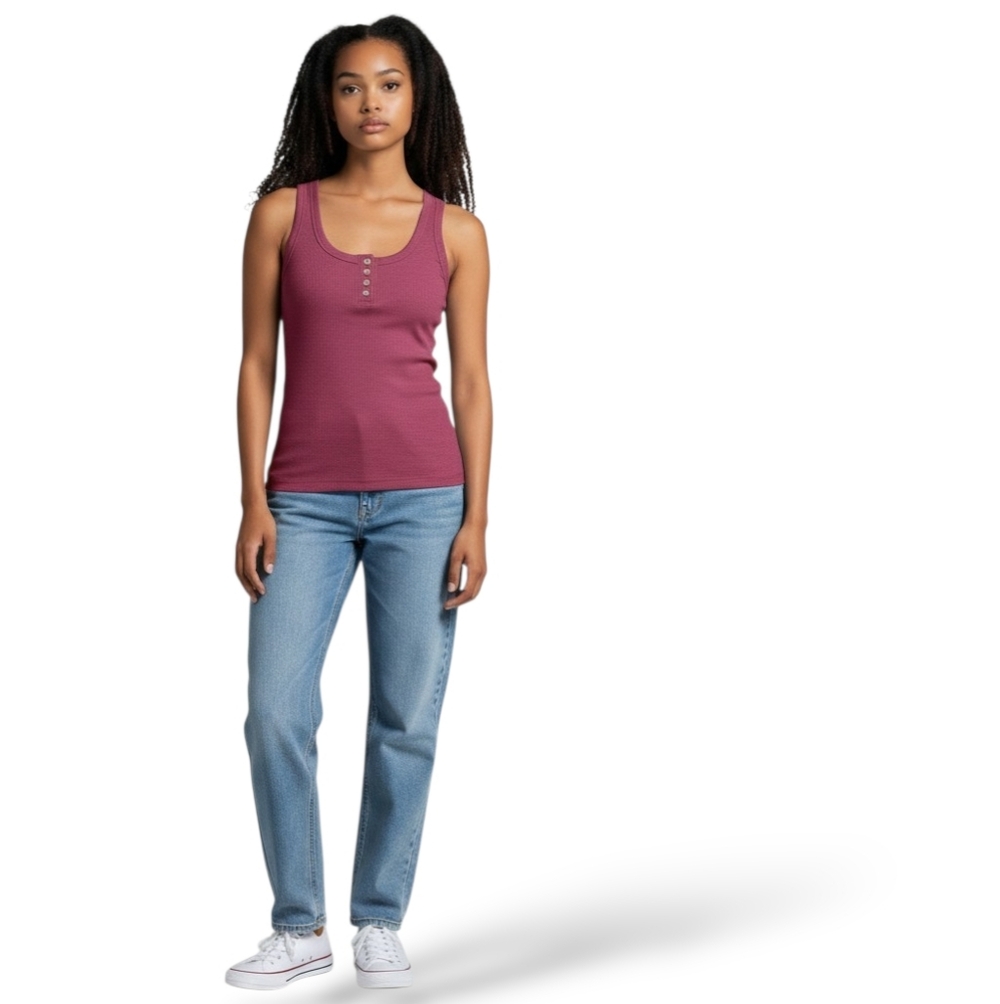 Women's Large Berry Colored Ribbed Tank Top